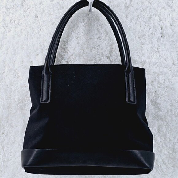 Nine West Black Nylon and Smooth Faux Leather Top Handle Mini Satchel - Picture 2 of 10
